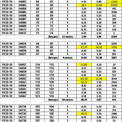 2018 Forrest Kerr North Boundary Drill Hole FK18-10 Assay Chart