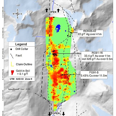 Past Exploration at Forrest Kerr, BC Boundary Zone Map